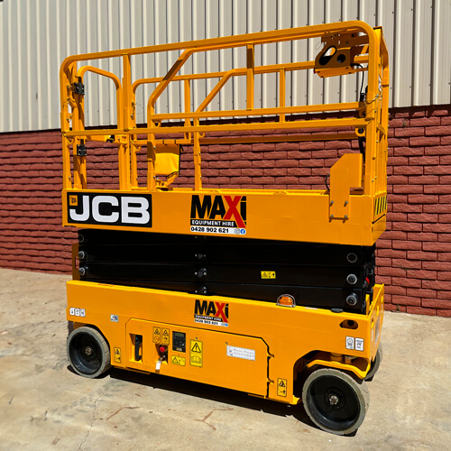 Maxi Equipment Hire - Scissor Lift Hire page image of JCB 19 Foot Electric Scissor Lift compacted.